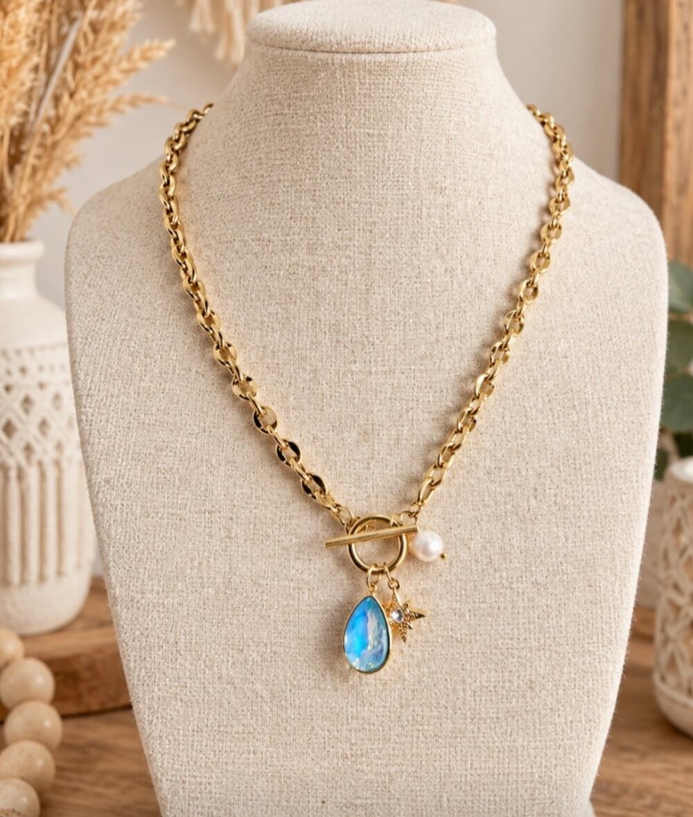 18KT Gold Plated PVD Stainless Steel Charm Necklace New